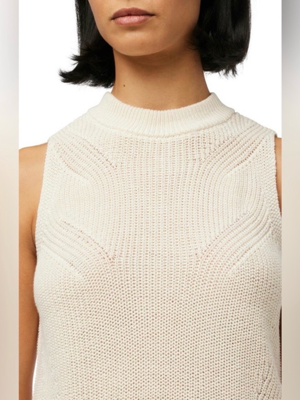 Joe’s Sleeveless Cream Knit Mock Neck Sweater L NWT